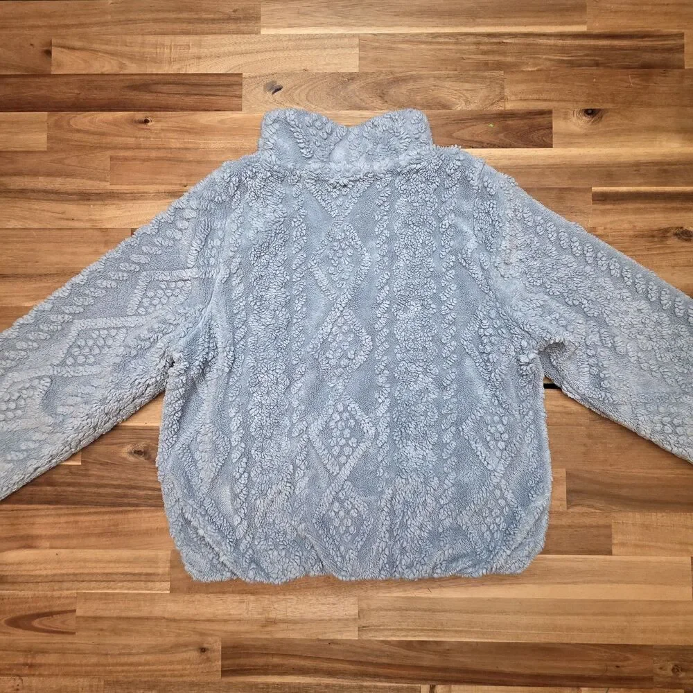 All in Motion Girls L 10/12 Sherpa Fleece Jacket Gray Full Zip Cozy